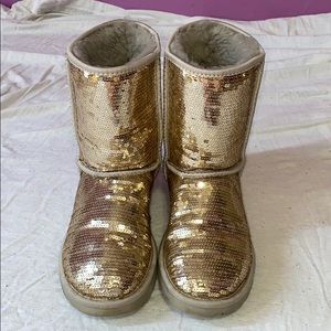 Ugg sequined gold boots